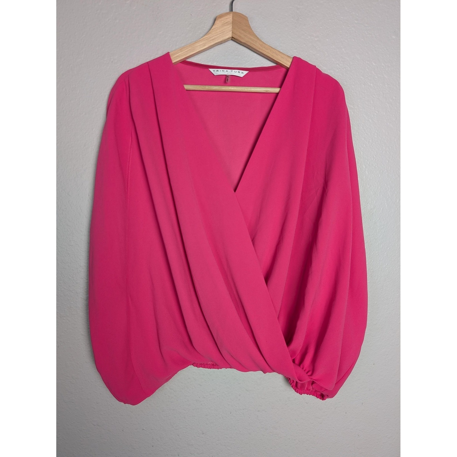 Trina Turk Fuchsia Wrap-Style Blouson Tunic